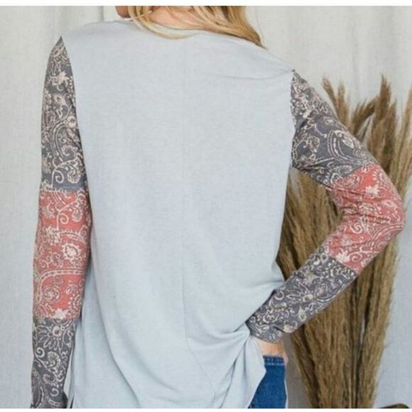 Jade by Jane Plus Size Vintage Print Long Sleeve Blouse - Picture 2 of 4